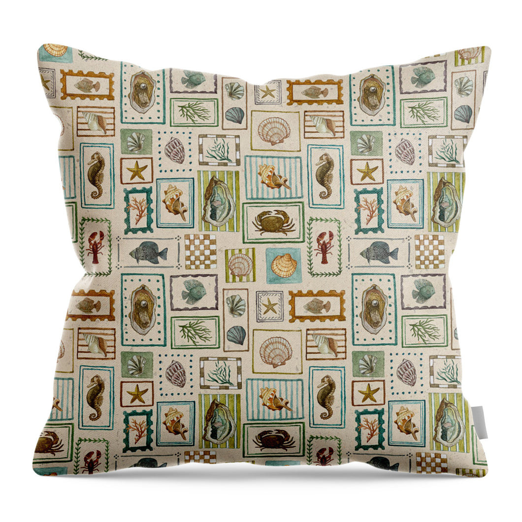Seaside Stamps - Throw Pillow