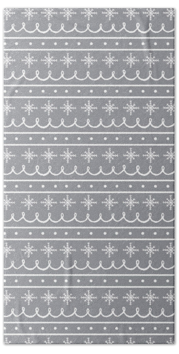 Gray Snowflake Pattern - Beach Towel