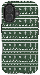 Green Snowflake Pattern - Phone Case