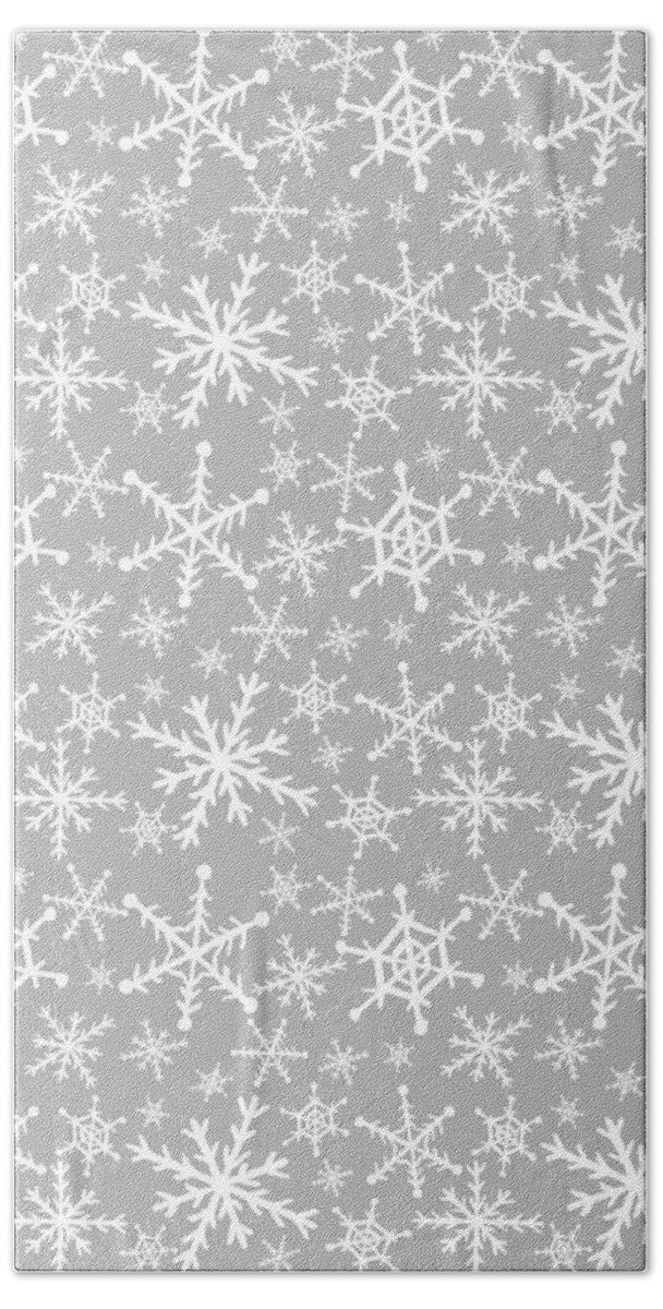 Gray Snowflakes - Beach Towel