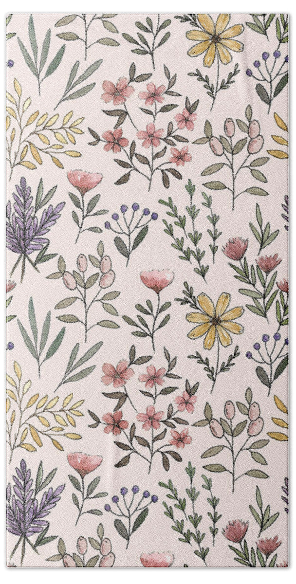 Spring Botanical Pattern - Beach Towel