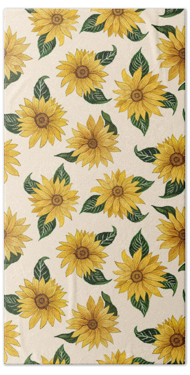 Summer Sunflower Pattern - Beach Towel