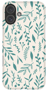 Teal Falling Leaves Pattern - Phone Case