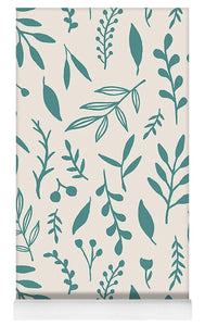 Teal Falling Leaves Pattern - Yoga Mat