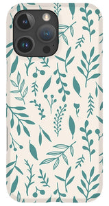 Teal Falling Leaves Pattern - Phone Case