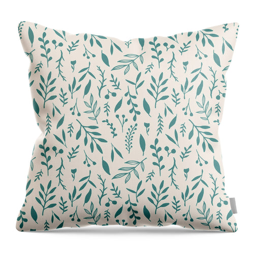 Teal Falling Leaves Pattern - Throw Pillow