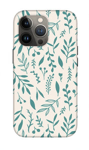 Teal Falling Leaves Pattern - Phone Case
