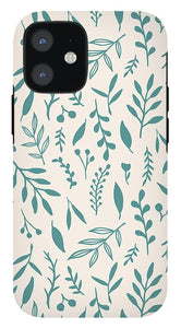 Teal Falling Leaves Pattern - Phone Case
