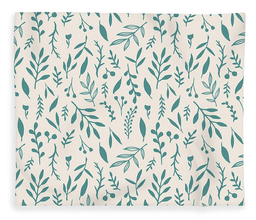 Teal Falling Leaves Pattern - Blanket