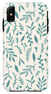 Teal Falling Leaves Pattern - Phone Case