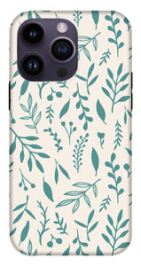Teal Falling Leaves Pattern - Phone Case