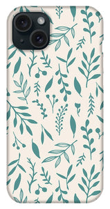 Teal Falling Leaves Pattern - Phone Case