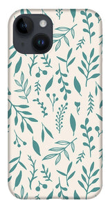 Teal Falling Leaves Pattern - Phone Case