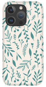 Teal Falling Leaves Pattern - Phone Case