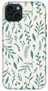 Teal Falling Leaves Pattern - Phone Case