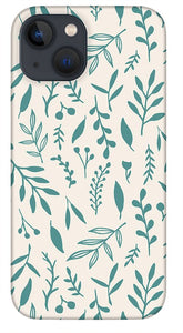 Teal Falling Leaves Pattern - Phone Case