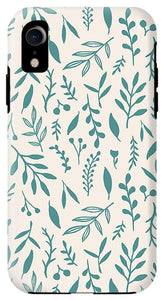 Teal Falling Leaves Pattern - Phone Case