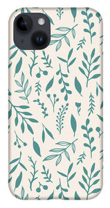 Teal Falling Leaves Pattern - Phone Case