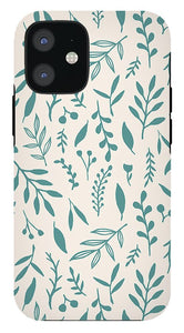 Teal Falling Leaves Pattern - Phone Case
