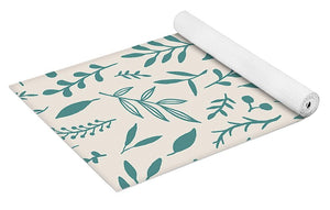 Teal Falling Leaves Pattern - Yoga Mat