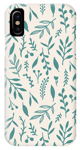 Teal Falling Leaves Pattern - Phone Case