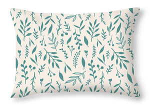 Teal Falling Leaves Pattern - Throw Pillow