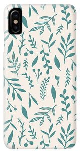 Teal Falling Leaves Pattern - Phone Case
