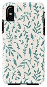 Teal Falling Leaves Pattern - Phone Case