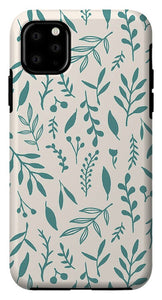 Teal Falling Leaves Pattern - Phone Case