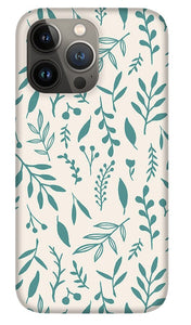 Teal Falling Leaves Pattern - Phone Case