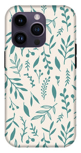 Teal Falling Leaves Pattern - Phone Case