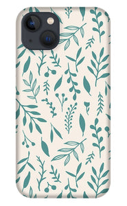 Teal Falling Leaves Pattern - Phone Case