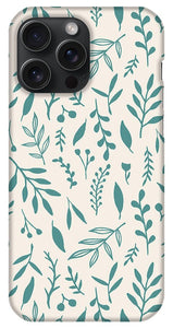 Teal Falling Leaves Pattern - Phone Case