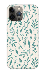 Teal Falling Leaves Pattern - Phone Case