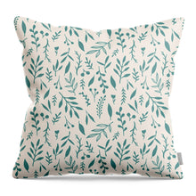 Load image into Gallery viewer, Teal Falling Leaves Pattern - Throw Pillow