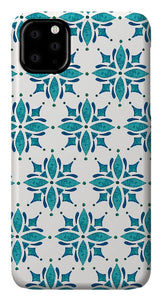 Teal Watercolor Tile Pattern - Phone Case