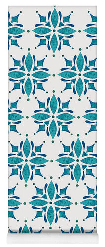 Teal Watercolor Tile Pattern - Yoga Mat