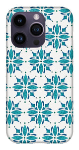 Teal Watercolor Tile Pattern - Phone Case