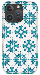 Teal Watercolor Tile Pattern - Phone Case