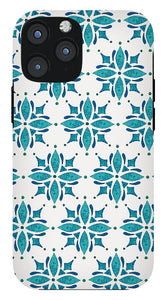 Teal Watercolor Tile Pattern - Phone Case