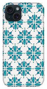 Teal Watercolor Tile Pattern - Phone Case