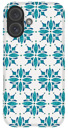 Teal Watercolor Tile Pattern - Phone Case