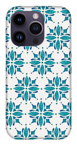 Teal Watercolor Tile Pattern - Phone Case