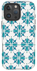 Teal Watercolor Tile Pattern - Phone Case