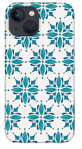 Teal Watercolor Tile Pattern - Phone Case