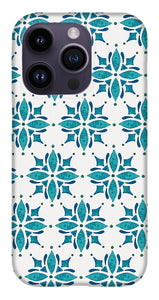 Teal Watercolor Tile Pattern - Phone Case