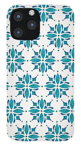 Teal Watercolor Tile Pattern - Phone Case