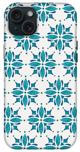 Teal Watercolor Tile Pattern - Phone Case