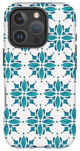 Teal Watercolor Tile Pattern - Phone Case