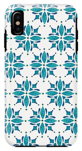 Teal Watercolor Tile Pattern - Phone Case